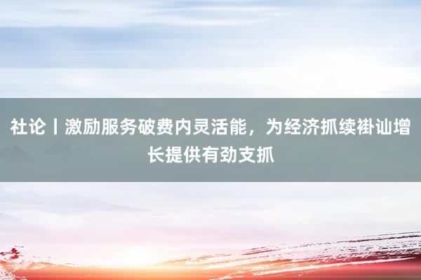 社论丨激励服务破费内灵活能，为经济抓续褂讪增长提供有劲支抓